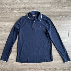 Michael Kors Men's Long-Sleeve Greenwich Polo Shirt Navy